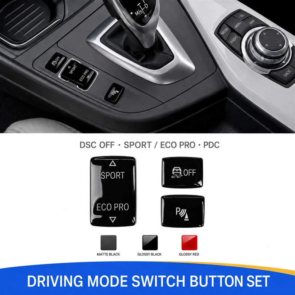 SPCRSO Driving Mode Multi-Switch Buttons for BMW F20 F22 F30 F32 M2 M3 M4 – Matte Black / Glossy Black / Glossy Red