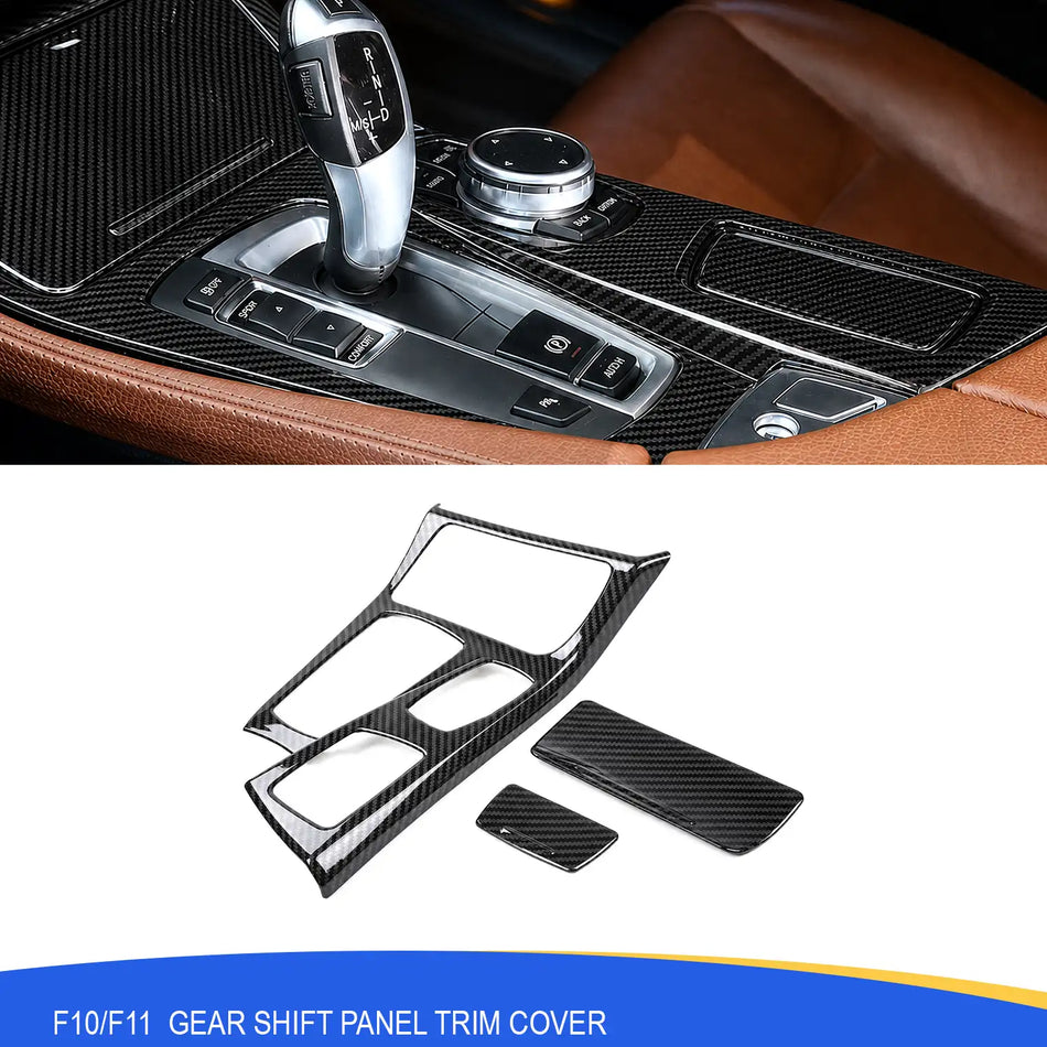 SPCRSO Carbon Fiber Style ABS Center Console Gear Shift Panel Trim Cover for BMW 5 Series F10 2011–2016