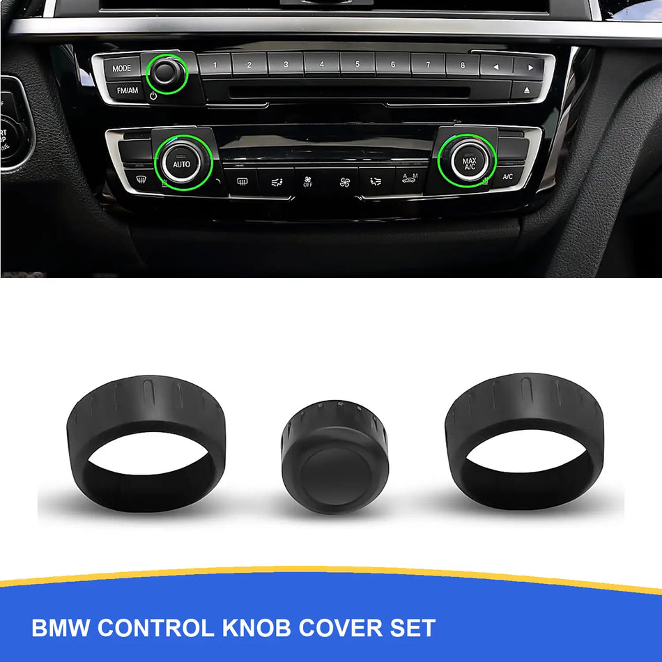 SPCRSO 3PCS Climate Control & Radio Volume Knob Cover Set for BMW 1 2 3 4 Series F20 F21 F22 F23 F30 F31 F32 F33 F36 – Chrome / Gunmetal / Matte Black