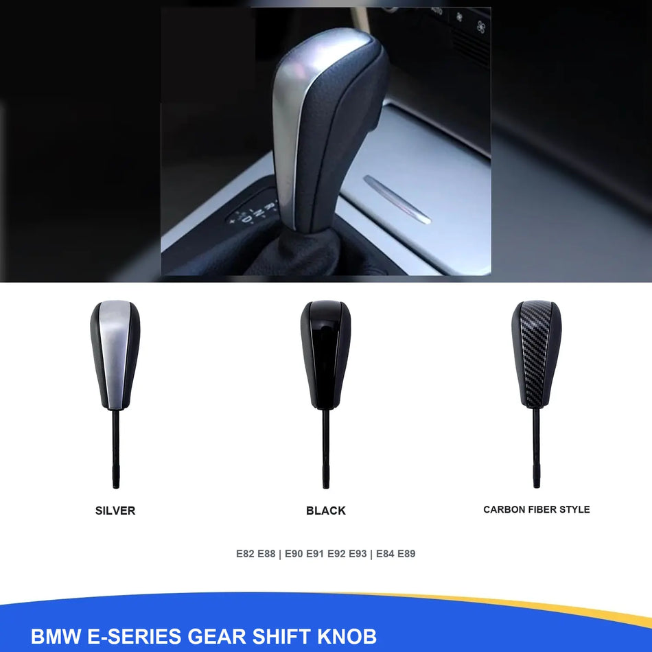 SPCRSO Leather Gear Shift Knob Shifter for BMW 1 Series E82 E88, 3 Series E90 E91 E92 E93, X1 E84 & Z4 E89 2006–2015 – 3 Finishes