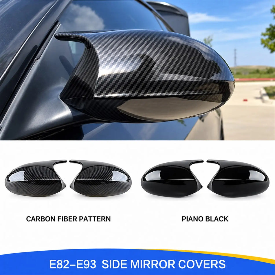 SPCRSO Carbon Fiber Style M3 Side Mirror Cover Caps for BMW 1 Series E82 E88 & 3 Series E90 E91 E92 E93 – Pre-LCI Style