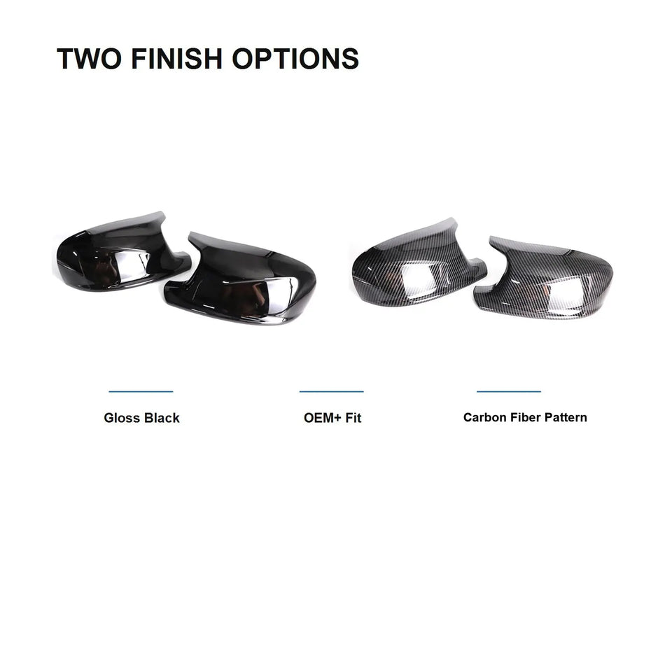 SPCRSO M Style Mirror Caps for BMW X1 E84 2009–2012 & X3 F25 2010–Early 2014 Pre-LCI – Gloss Black / Carbon Fiber Pattern