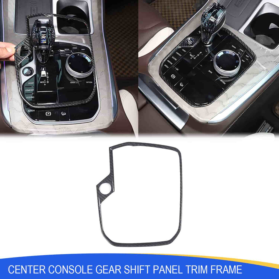 SPCRSO Real Carbon Fiber Console Gear Shift Trim Frame for BMW X5 X6 X7 XM (2019–2023)