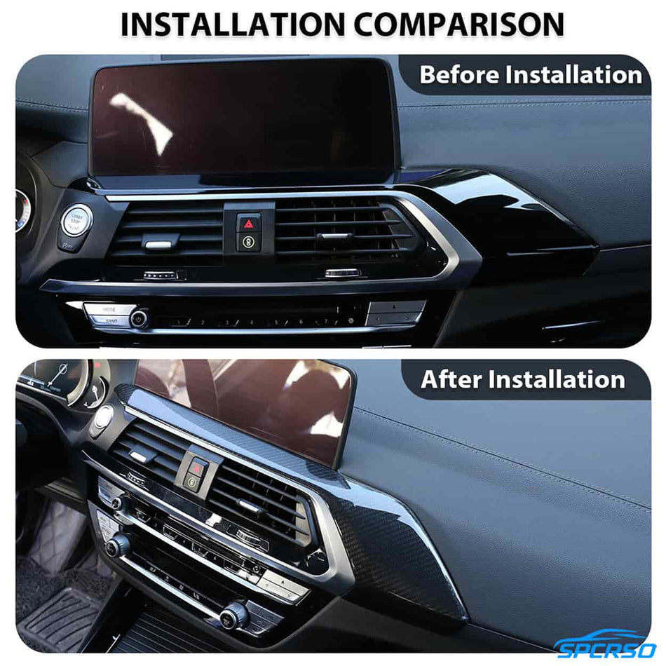 SPCRSO Real Carbon Fiber Left Center Air Vent Trim Cover for BMW X3 G01 X4 G02 2018–2020