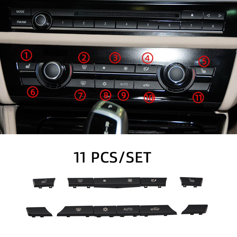 Set of 12 Air Conditioning A/C Heater Button Key Caps Switch Cover Repair Kit for BMW 5 6 7 F10 F01 F12 61319313923 931392