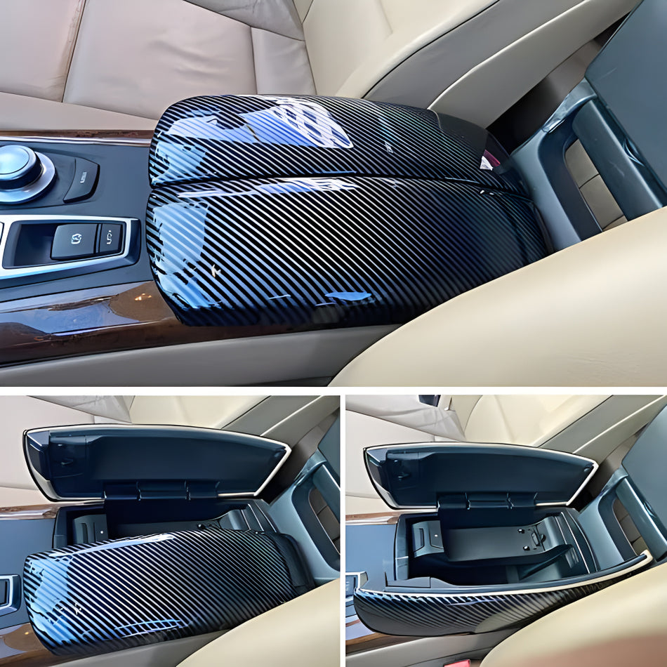 SPCRSO for BMW X5 X6 E71 E70 ABS Carbon Fiber Color Car Interior Center Armrest Box Cover Console Box Storage Box Trim Covers (X5 E70 2007-2013/X6 E71 2008-2014)