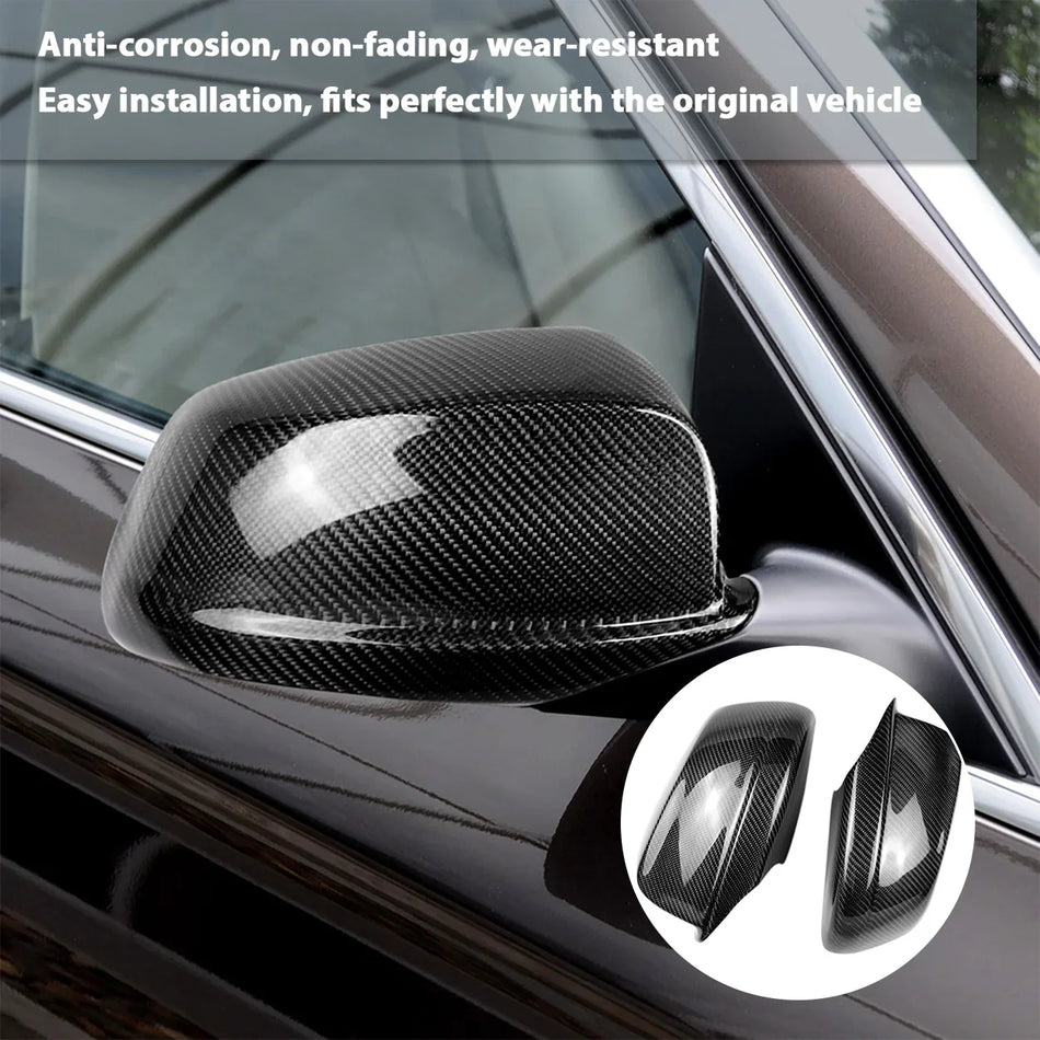 SPCRSO Real Carbon Fiber Mirror Covers for BMW 5 Series F10 F18 (2011–2013), Gloss UV-Protected Stick-On Design