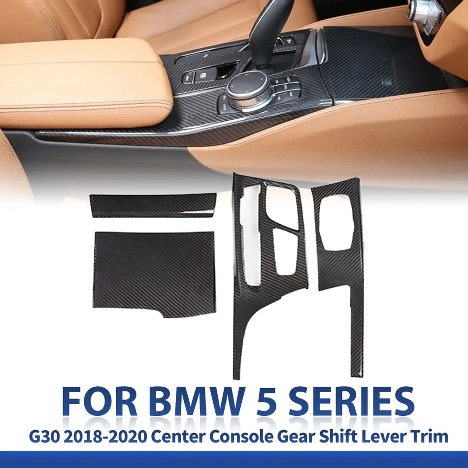SPCRSO Real Carbon Fiber Center Console Gear Trim for BMW 5 Series G30/G31/G38 2018–2023 (LHD)