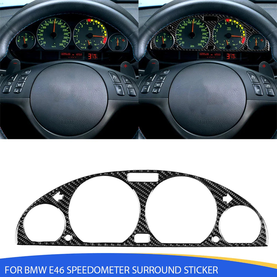 SPCRSO Real Carbon Fiber Speedometer Surround Sticker Compatible with BMW 3 Series E46 1998–2006 – Dashboard Interior Trim Accessory