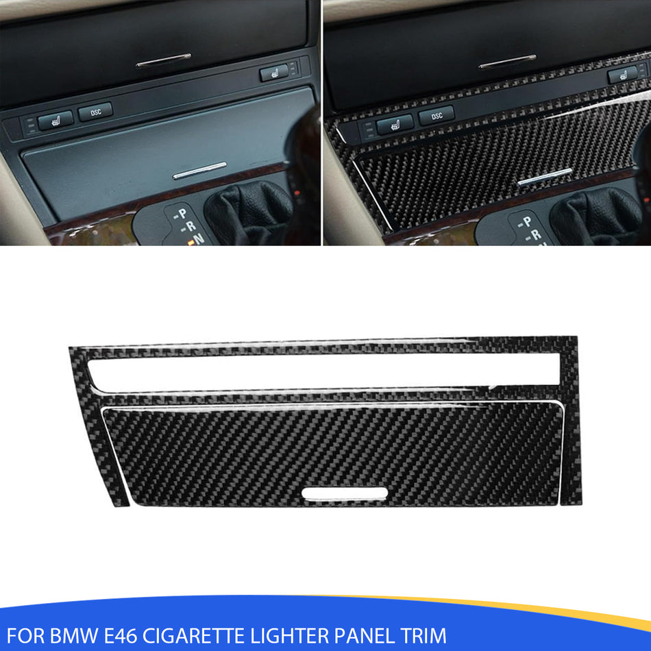 SPCRSO Carbon Fiber Cigarette Lighter Panel Trim Compatible with BMW 3 Series E46 1998–2006 – Interior Console Frame Sticker