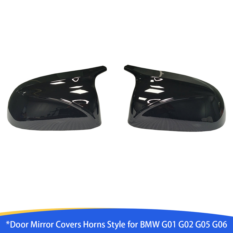 2PCS Black Rear View Mirror Covers for BMW X3 G01 X4 G02 X5 G05 X6 G06 X7 G07 2018-2020 Left and Right Side Mirror Caps