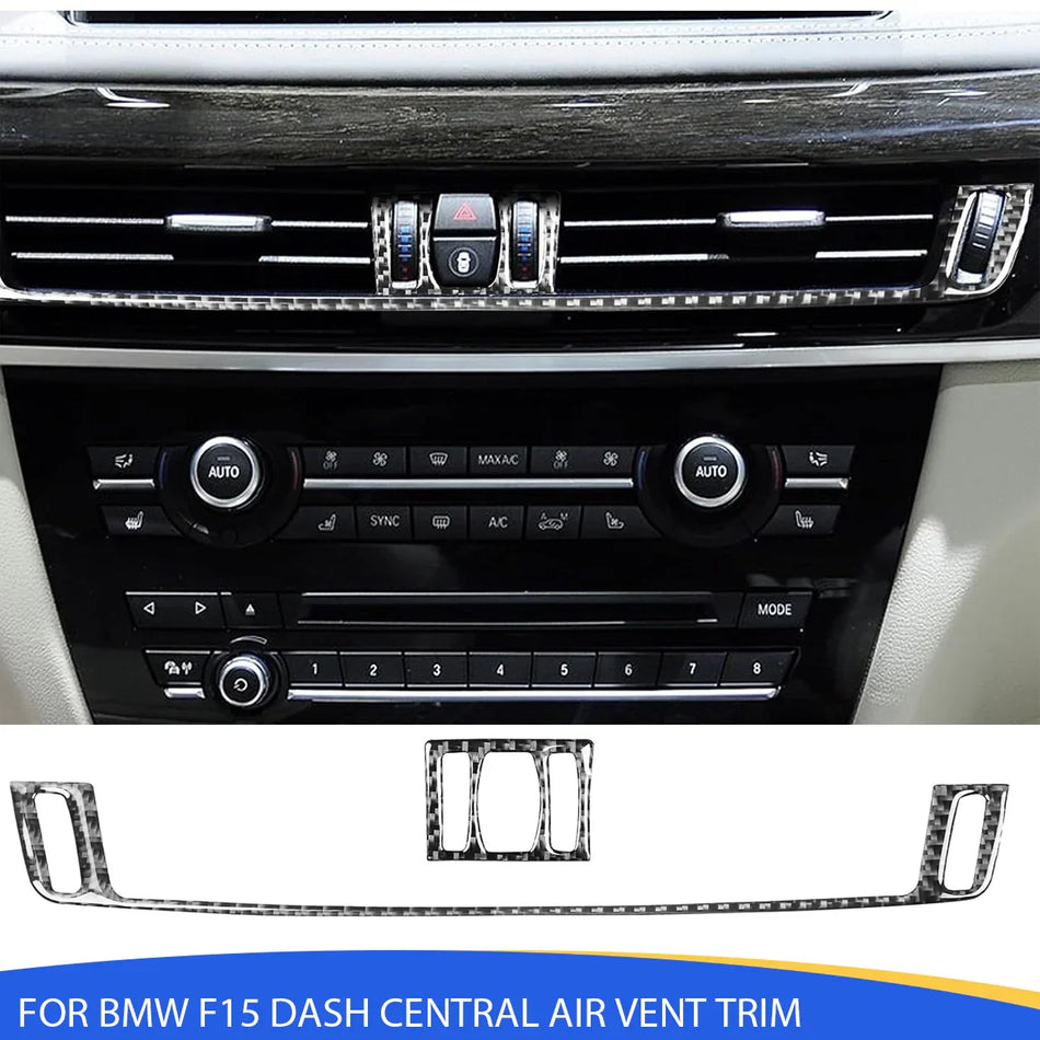 SPCRSO Real Carbon Fiber Dash Central Air Vent Cover – Interior Trim Decal for BMW X5 F15/F85 (2014–2018) & X6 F16/F86 (2015–2019), 2PCS