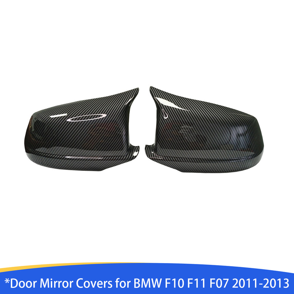 Side Door Rearview Mirror Caps Covers Replacement for BMW 2010-2013 F10 F11 F18 525i 530i 535i 550i  xDrive Pre-LCI Carbon Fiber Pattern