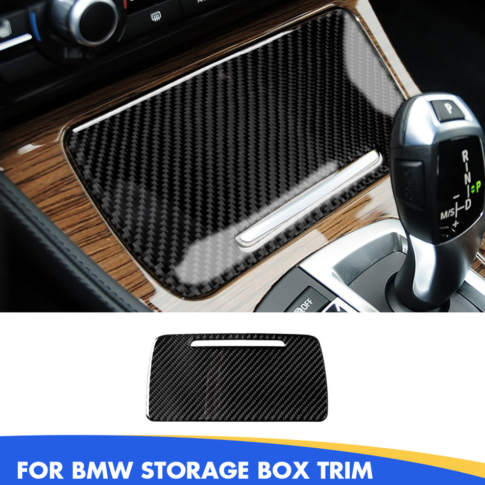 SPCRSO Compatible Carbon Fiber Center Console Storage Box Trim for BMW 5 Series F10 F11 F18 (520i, 528i, 530i, 535d, 535i, 550i) 2011-2017