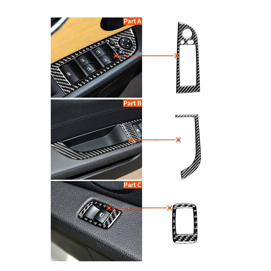 SPCESO Carbon Fiber Window Lift Switch Button Panel Frame Trim Compatible with BMW Z4 Roadster E89 2009–2017 – Interior Accessories (Black)