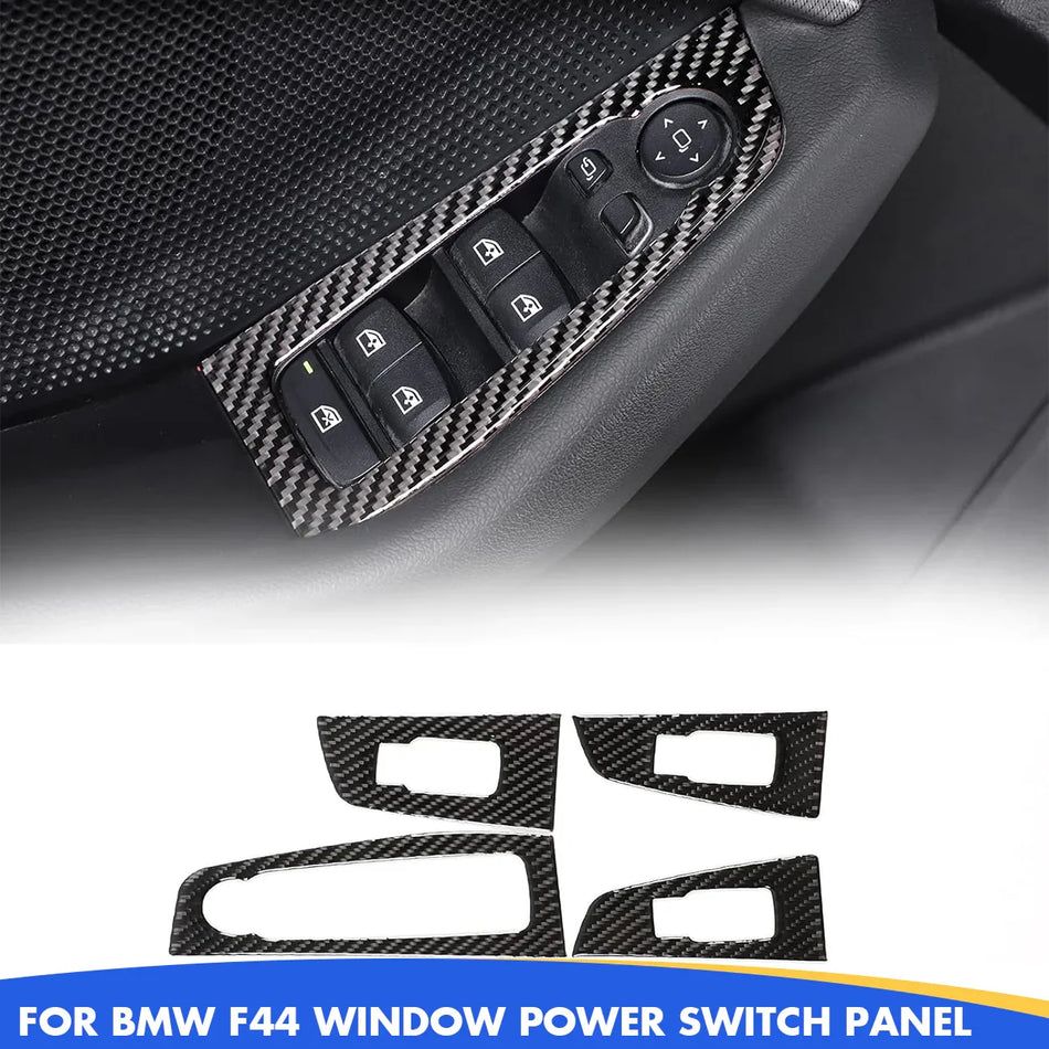 SPCRSO Carbon Fiber Window Lift Switch Panel Trim Cover – Compatible with BMW 2 Series F44 2020–2023, 4PCS Interior Accessories