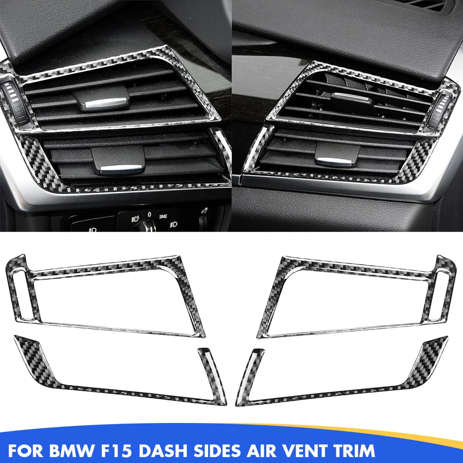 SPCRSO Real Carbon Fiber Dash Side Air Vent Trim Covers – Interior Decoration Kit for BMW X5 F15/F85 (2014–2018) & X6 F16/F86 (2015–2019), 4PCS