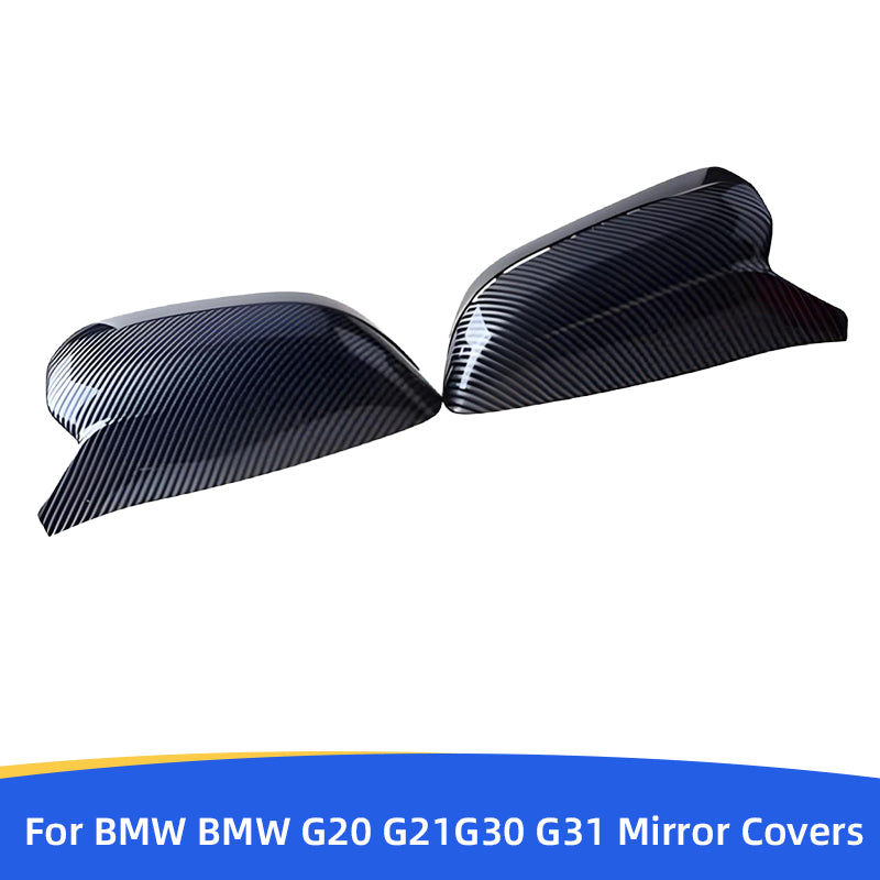 2PCS Carbon Fiber Pattern Side Mirror Covers for BMW 3 Series G20/G21 | 4 Series G22/G23/G26 | 5 Series G30/G31 | 7 Series G11/G12 | 8 Series G14/G15/G16 – Rear View Door Mirror Caps