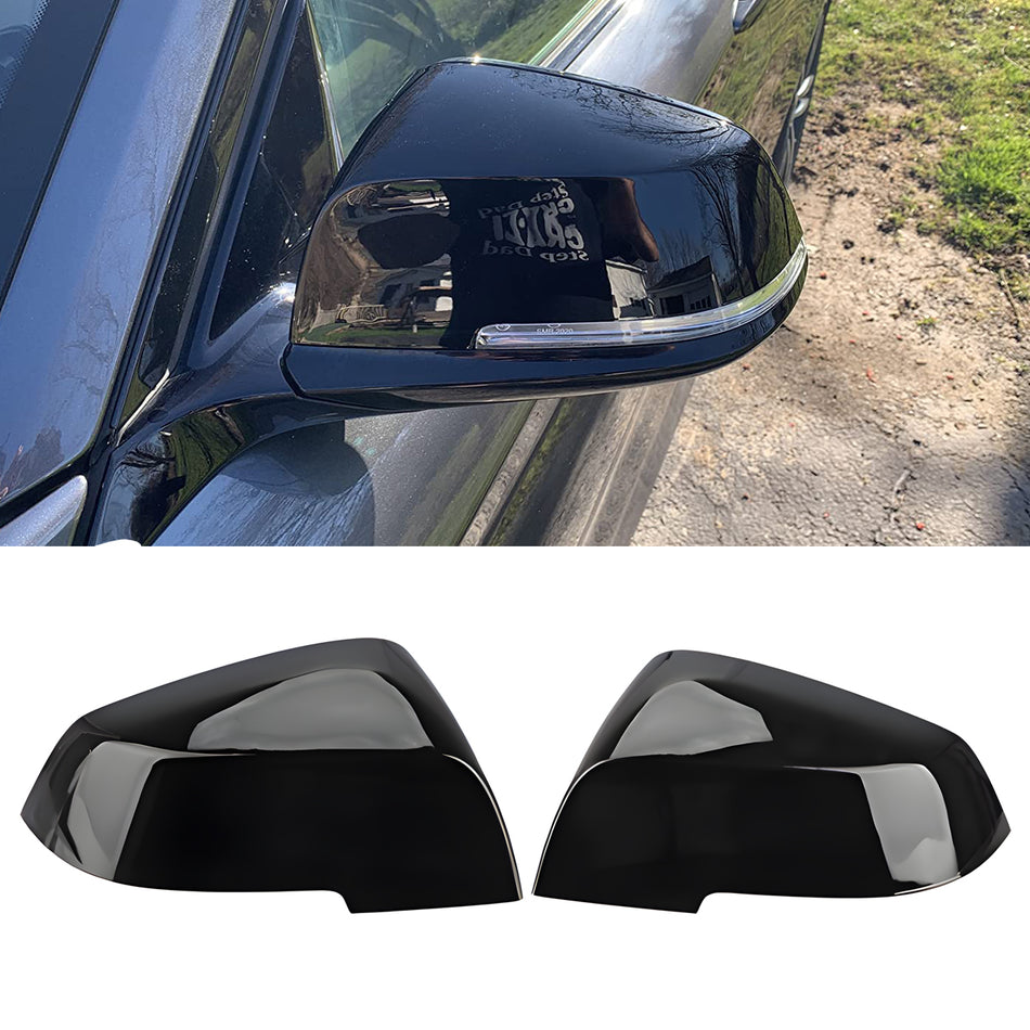 Door Mirror Covers Caps Replacement for BMW F20 F22 F23 F30 F31 F32 F33 F36 F87 M2 X1 E84 - Piano Black Rearview Side Mirror Trim