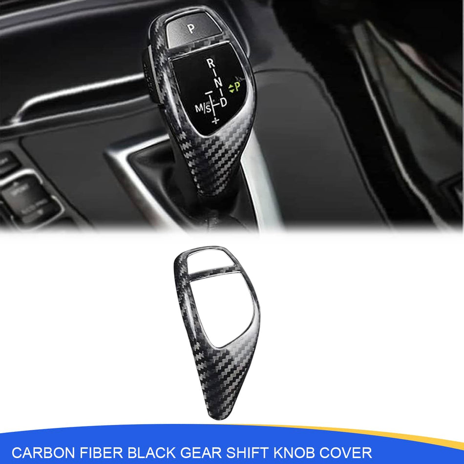 SPCRSO Real Carbon Fiber Gear Shift Knob Trim Cover for BMW F20 F21 F30 F32 F33 F34 F35 F15 F01 F02 F10 F11 F18 E70 E71 –  Interior Decor