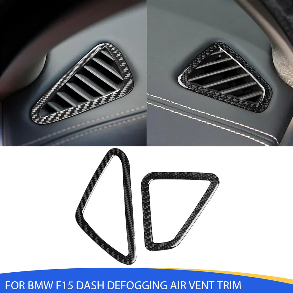 SPCRSO Real Carbon Fiber Dash Defogging Air Vent Cover – Interior Trim Sticker for BMW X5 F15/F85 (2014–2018), 2PCS