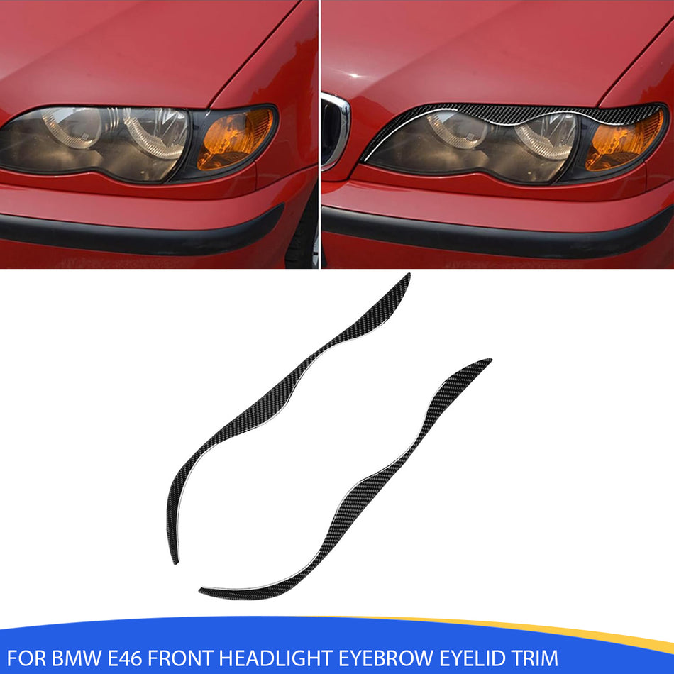 SPCRSO Carbon Fiber Front Headlight Eyebrow Eyelid Trim Stickers for BMW 3 Series E46 1998–2006 – Exterior Headlamp Decoration
