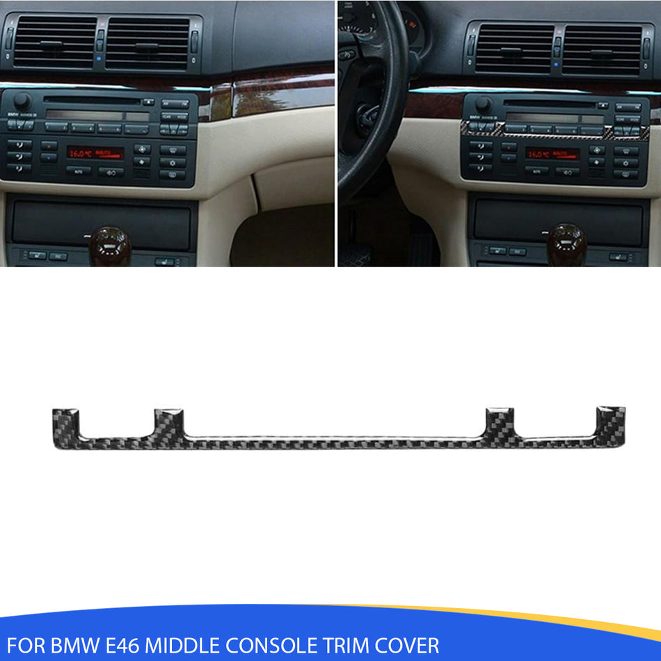 SPCRSO Carbon Fiber Middle Console Trim Cover Compatible with BMW 3 Series E46 1998–2006 Interior Upgrade Accessory