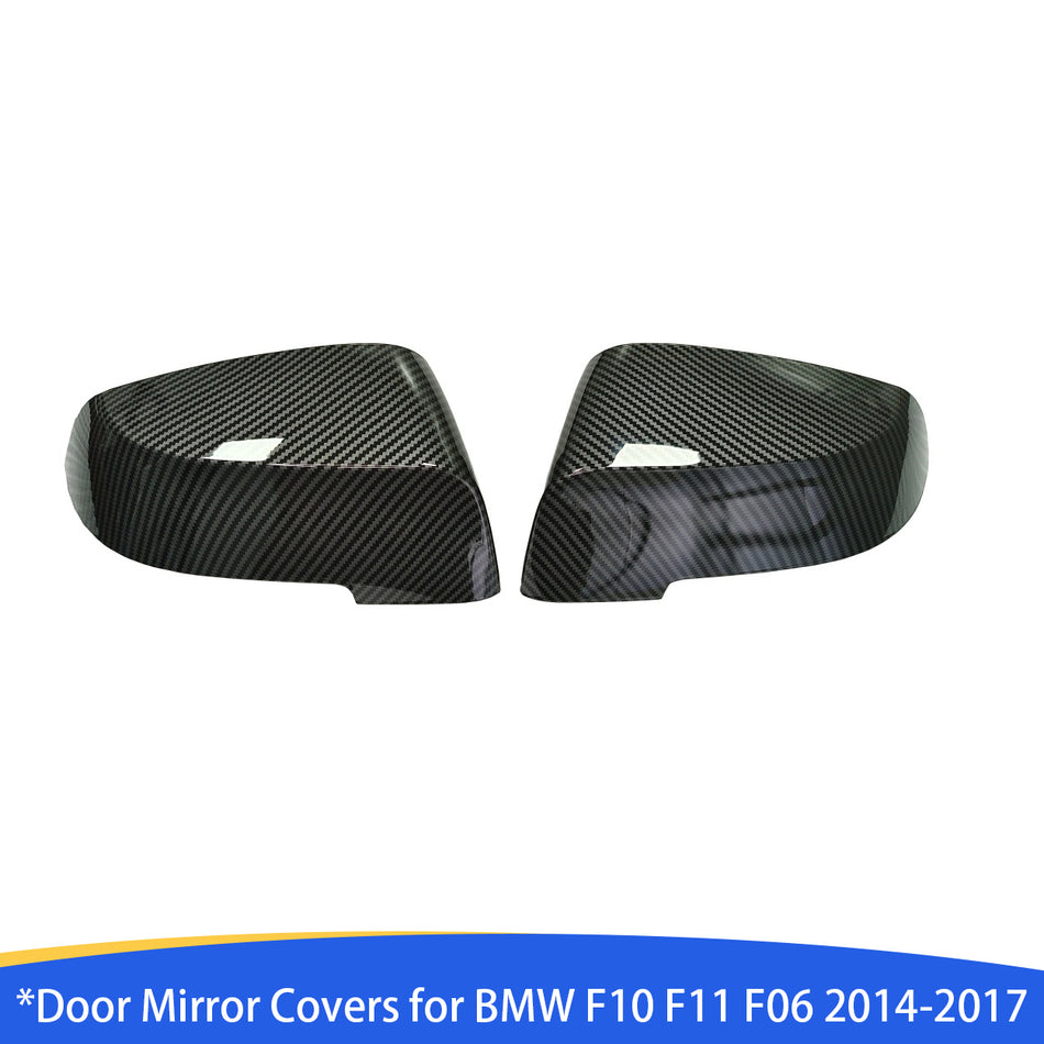 Car Side Mirror Caps for 2013-2018 BMW 5 Series F10 F11 F18, 6 Series F06 F12 F13, 7 Series F02 Facelift Models - Carbon Fiber Replacement Accessories - 1 Pair