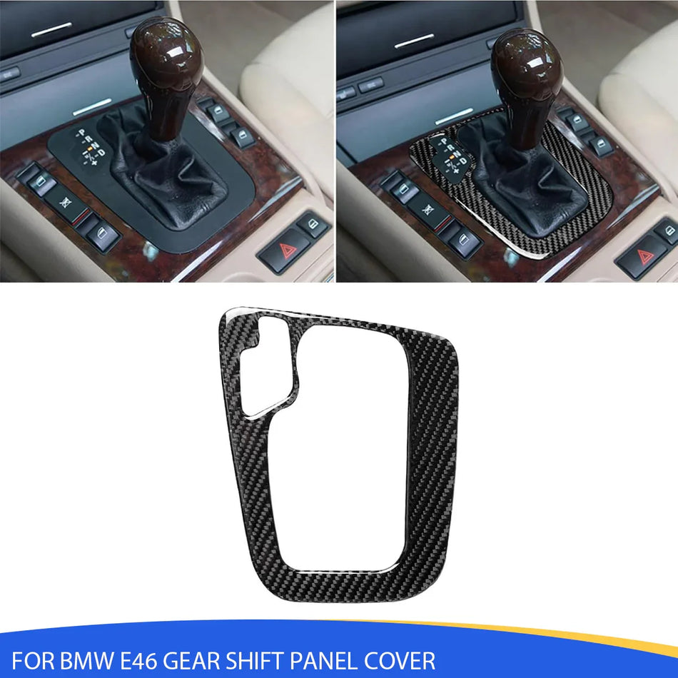 SPCRSO Real Carbon Fiber Gear Shift Panel Cover Compatible with BMW 3 Series E46 1998–2006 – Center Console Interior Trim Sticker