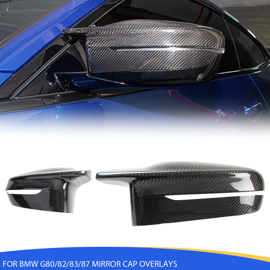 SPCRSO Dry Carbon Fiber Mirror Cap Overlays Compatible with BMW M3 G80, M4 G82/G83, M2 G87 (2021–2025)