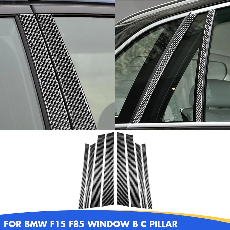 SPCRSO Real Carbon Fiber B & C Pillar Window Trim Cover – Exterior Decoration for BMW X5 F15/F85 (2014–2018), 8PCS Set