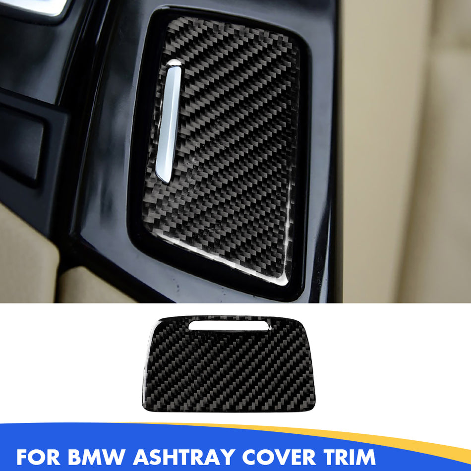 SPCRSO Compatible Carbon Fiber Ashtray Cover Trim for BMW 5 Series F10 F11 F18 (520i, 528i, 530i, 535d, 535i, 550i) 2011-2017 ( Carbon Fiber, 1PCS)