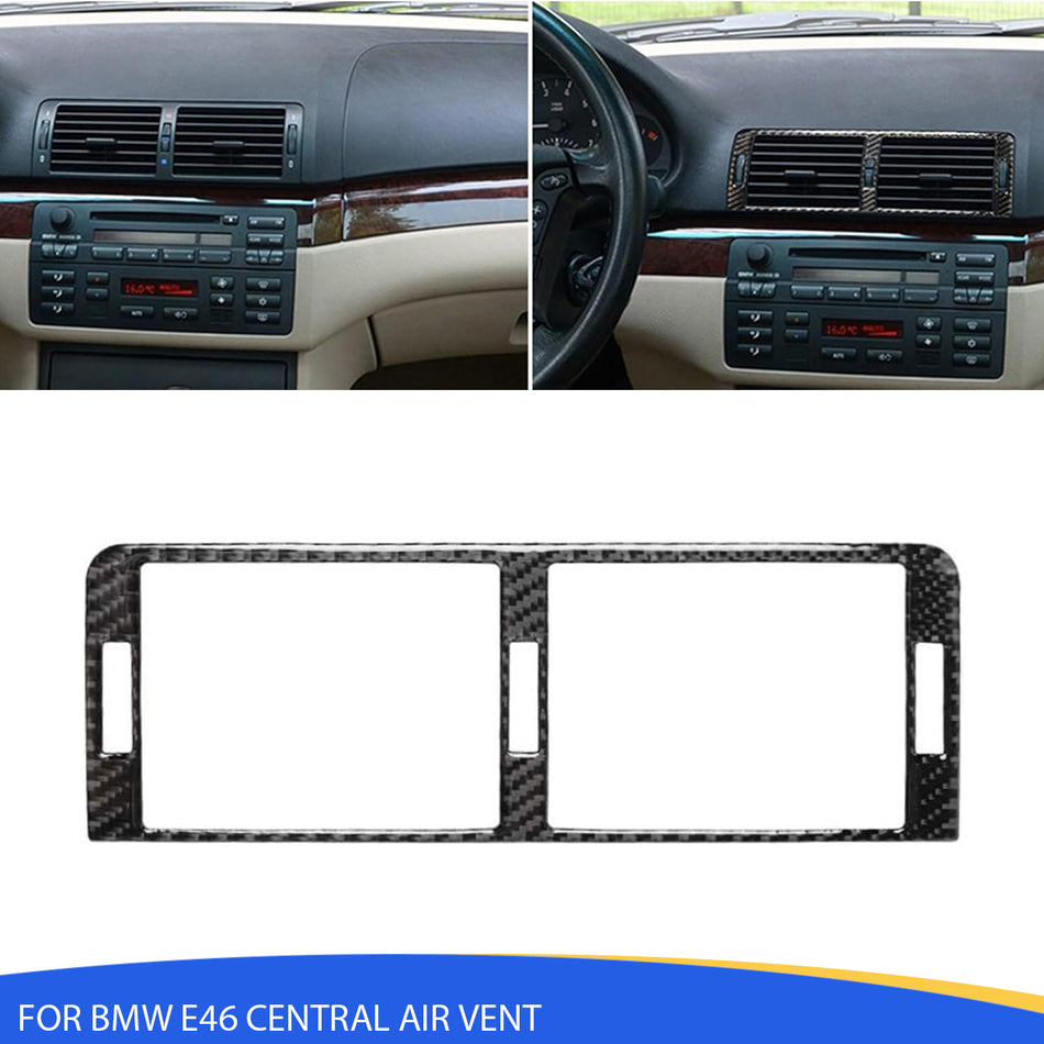 SPCRSO Carbon Fiber Central Air Vent Trim Compatible with BMW 3 Series E46 1998–2005 Dashboard AC Outlet Cover