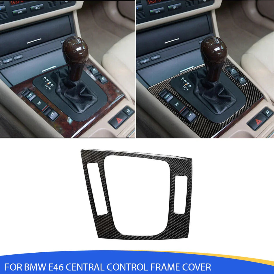 SPCRSO Real Carbon Fiber Central Control Frame Cover Compatible with BMW 3 Series E46 1998–2005 – Interior Trim Sticker Upgrade