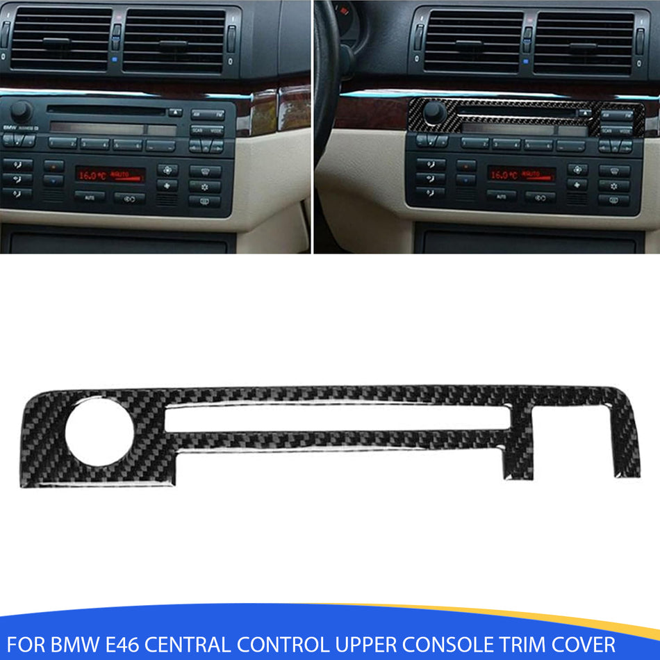 SPCRSO Carbon Fiber Central Control Upper Console Trim Cover Compatible with BMW 3 Series E46 1998–2006