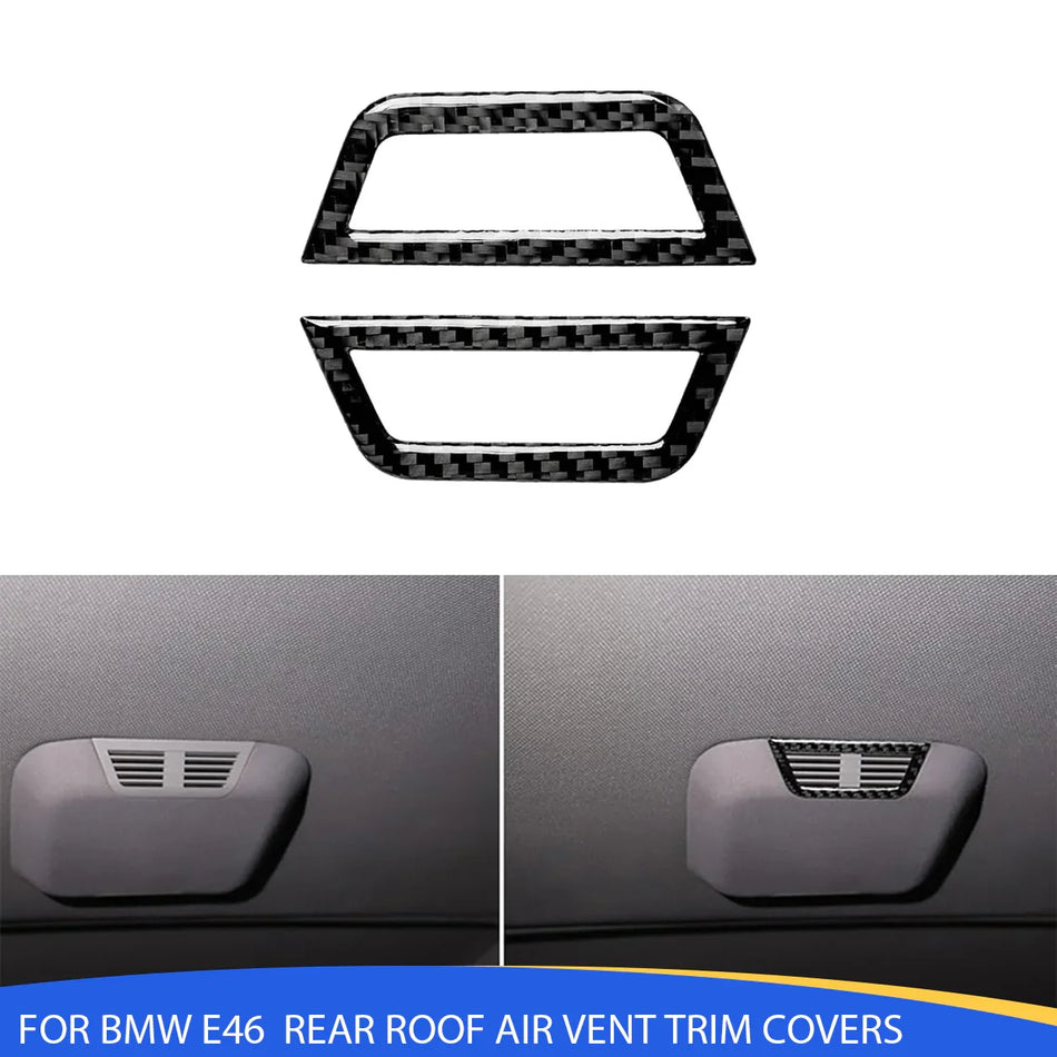 SPCRSO 2PCS Carbon Fiber Rear Roof Air Vent Trim Covers Compatible with BMW 3 Series E46 1998–2005 Interior Air Outlet Decoration Accessories