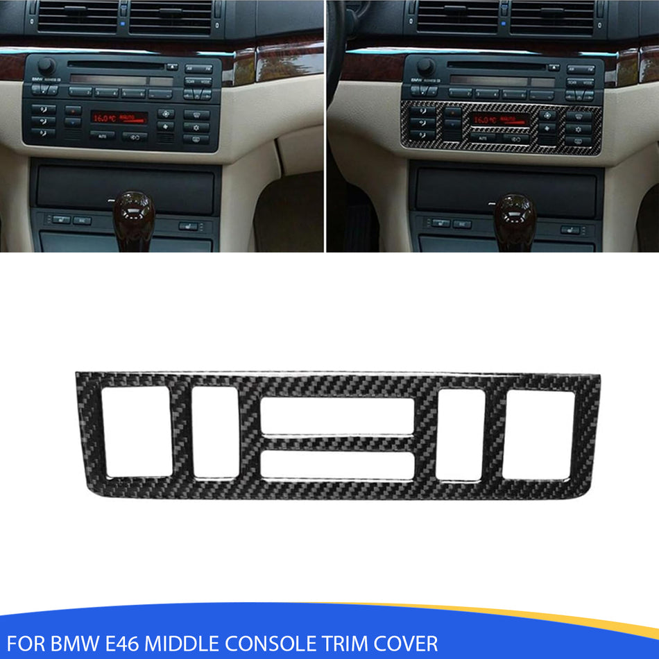 SPCRSO Carbon Fiber Middle Console Trim Cover Compatible with BMW 3 Series E46 1998–2006 Interior Upgrade Accessory