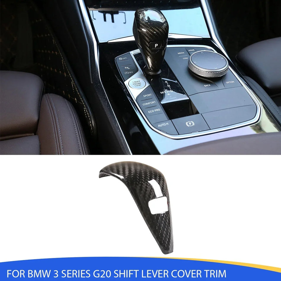 SPCRSO Real Carbon Fiber Gear Shift Knob Cover Trim for BMW 3 Series G20 G21 (2019–2023)