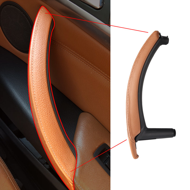 for BMW X5 X6 Genuine Leather Door Handle Outer Cover Replacement. Door Handle Leather Cover  Inner Door Panel Handle (Fits:BMW X5 E70/E70 LCI and BMW X6 E71/E72)