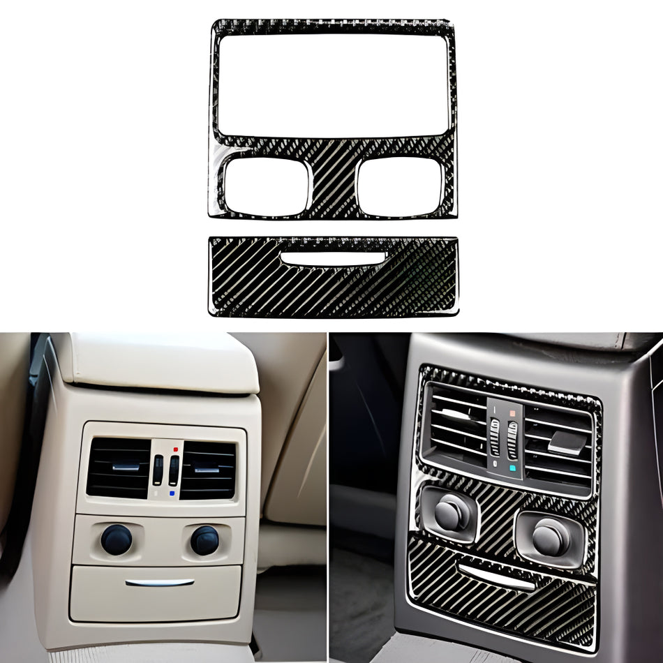 SPCRSO Real Premium Carbon Fiber Car Rear Seat Air Conditioner Vent Cover Interior Trim Compatible with BMW E90 E92 325i 328i 330i 335i 2006 2007 2008 2009 2010 2011 2012 Accessories Black - B