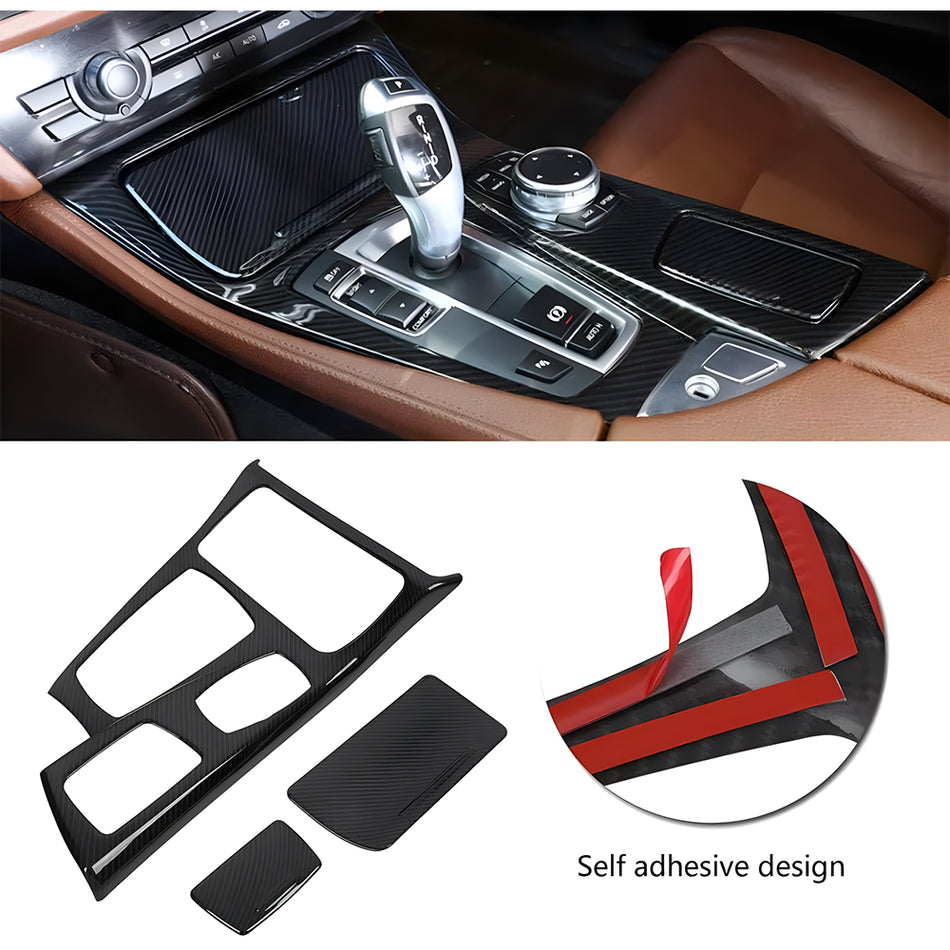 Acouto Gear Shift Panel Trim Cover Fit for BMW 5 Series F10 2011-2016 Car Interior Center Console Gear Shift Box Panel Frame Cover Trim Decoration Car Interior Accessories(Carbon Fiber)