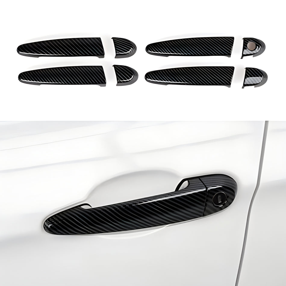 4PCS Car Door Handles Cover Sticker Carbon Style ABS Decal Trim Exterior Accessories fit for BMW E90 E92 E93 F30 F34 3GT F32 F33 F36 E84 E70 E71 F25 F26