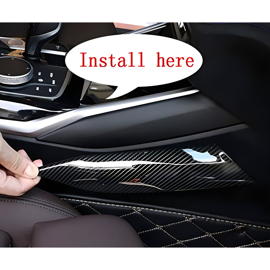 SPCRSO Car Carbon Fiber Central Control Gear Box Side Cover Panel Frame Trim Decoration for BMW 3 Series G20 330i M340i 2019 2020 2021 2022 2023 2024 Interior Accessories