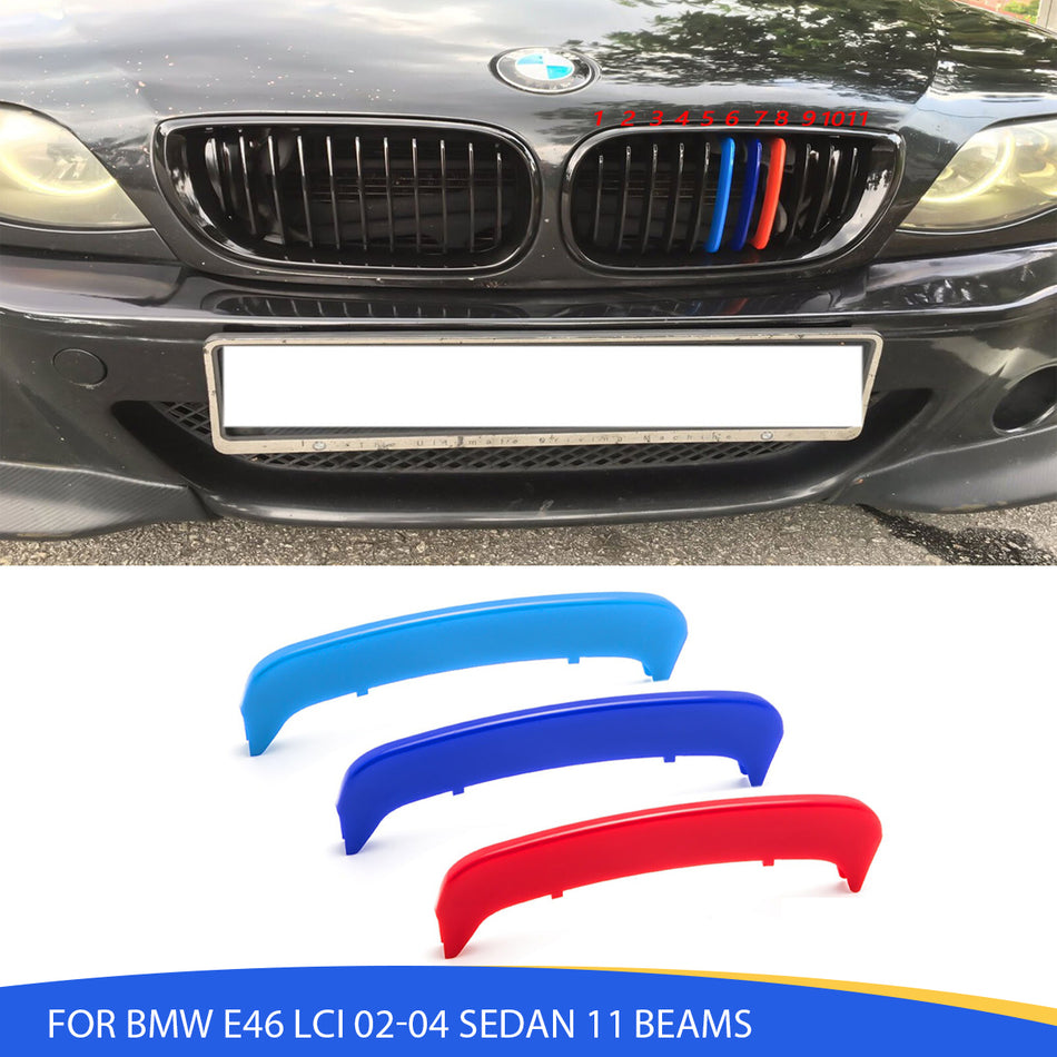 SOCRSO M Sporty Grille Insert Trim Clips for BMW 3 Series E46 (2000-2005) | Compatible with 10 & 11-Beam Front Kidney Grilles | Easy Clip-on Installation