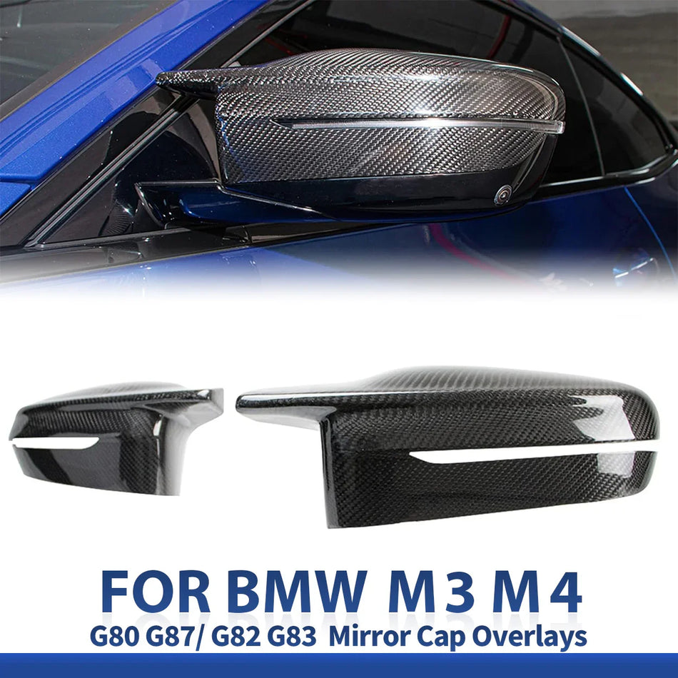 SPCRSO Dry Carbon Fiber Mirror Cap Overlays Compatible with BMW M3 G80, M4 G82/G83, M2 G87 (2021–2025)
