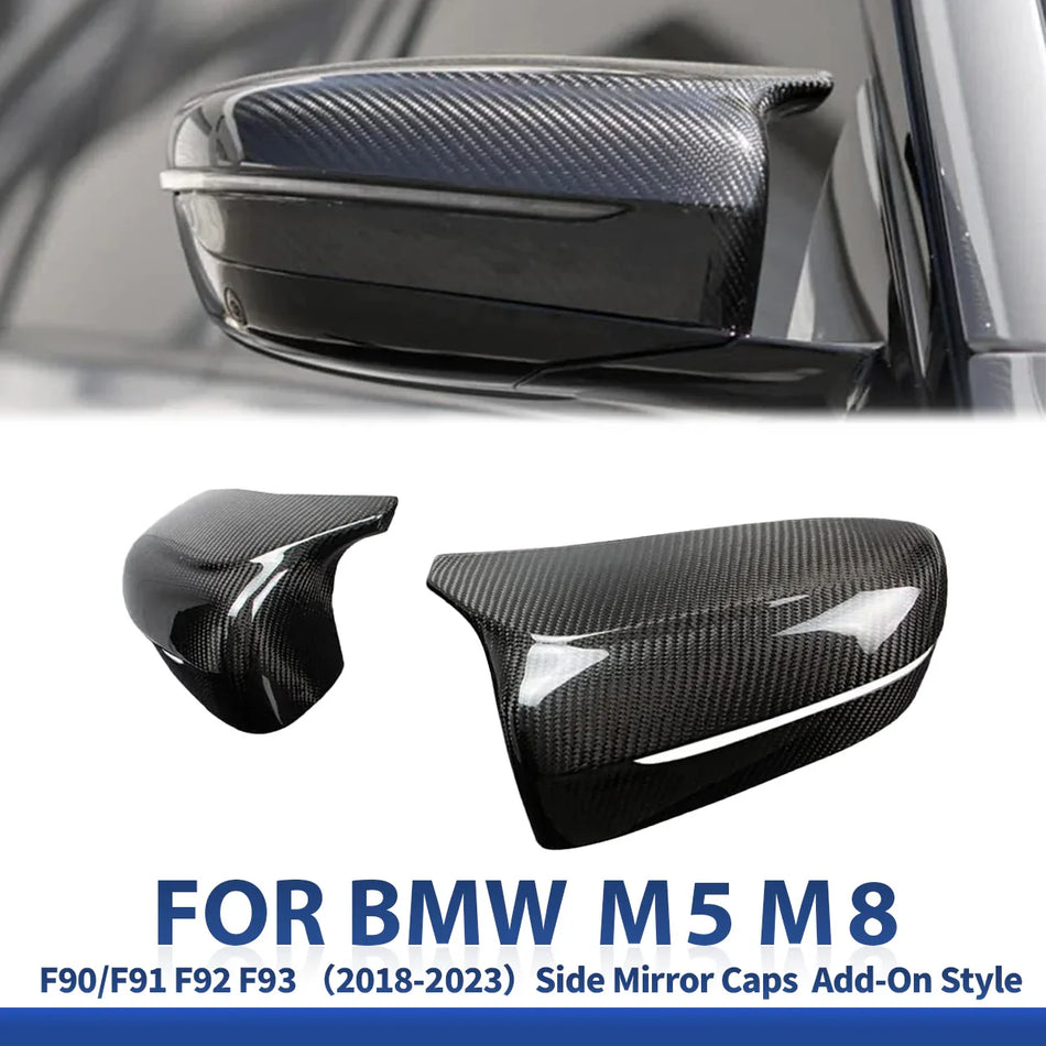 SPCRO SPCRO Dry Carbon Fibre Mirror Cap Reprognes pour 2018-2023 BMW M5 F90, 2019-2023 M8 F91 F92 F93 - Style complémentaire