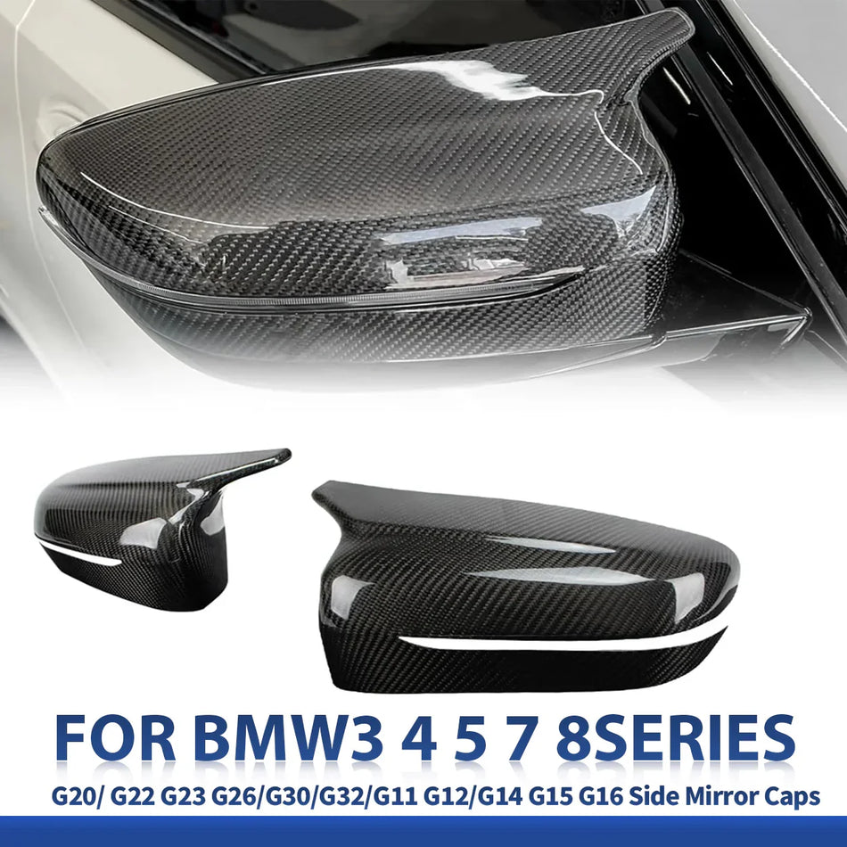 SPCRO Dry Carbon Fibre Mirror Cap Reprognes pour BMW 3 Series G20, 4 Series G22 G23 G26, 5 Series G30, 6 Series G32, 7 Série G11 G12, 8 Série G14 G15 G16 Mirror Caps (style add-on)