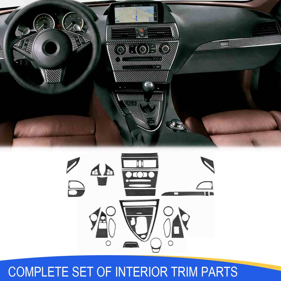 SPCRSO 33-Piece Real Carbon Fiber Interior Full Kit Trim for BMW 6 Series E63 E64 (2004–2010)