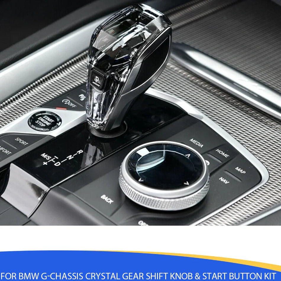 SPCRSO Crystal Gear Shift Knob & Start Button Kit for BMW G-Series LHD MGU Models