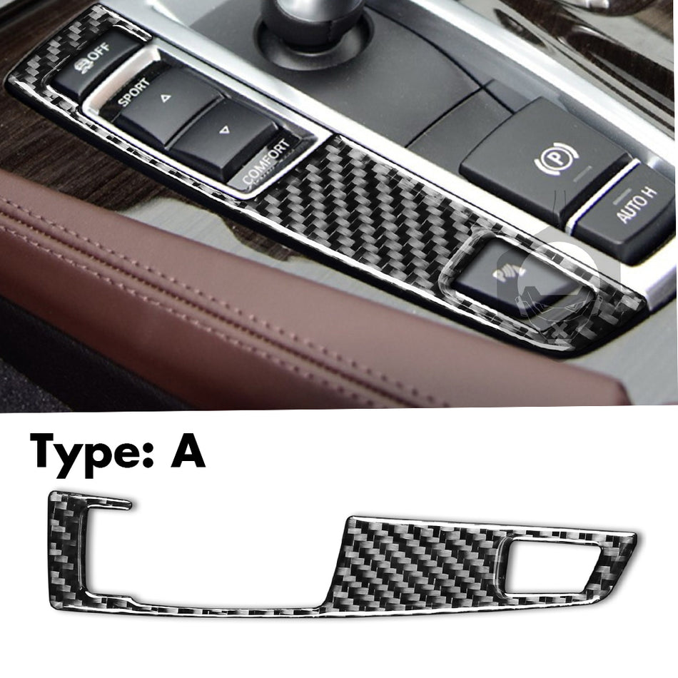 SPCRSO Compatible with Carbon Fiber Gear Shifter Box Driving Mode Panel Cover Trim Interior for BMW 5 Series F10 F11 F12 F13 F18 F25 F26 X3 X4 520i 528i 530i 535i 2011-2017